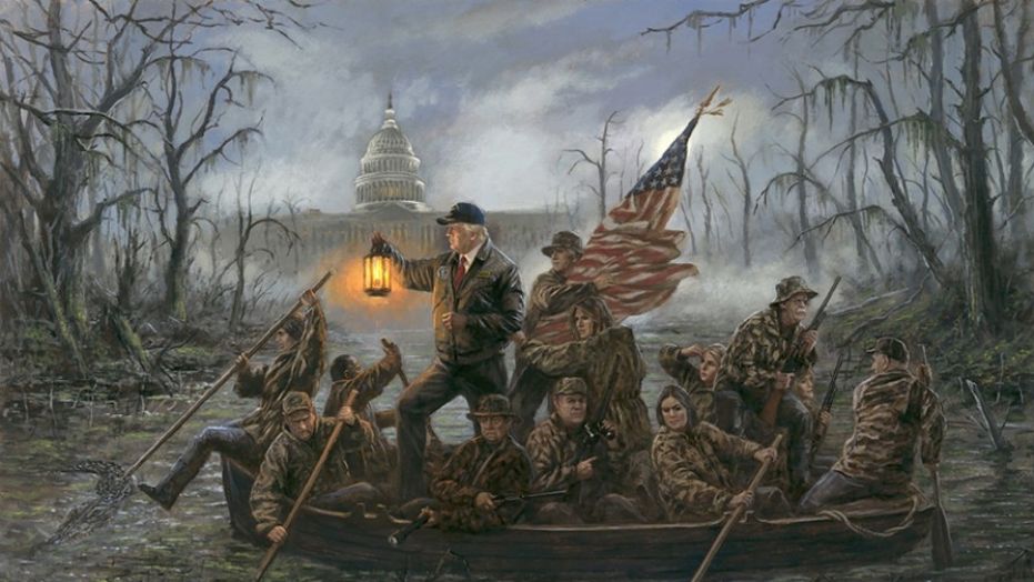 trump crossing the swamp